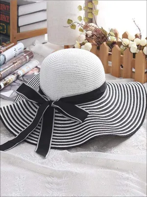 Women's Vintage Striped Wide Brim Summer Hat