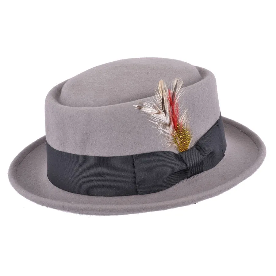 Wool Felt Crushable Pork Pie Hat - Brown