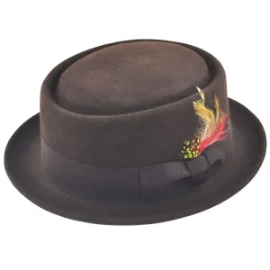Wool Felt Crushable Pork Pie Hat - Brown