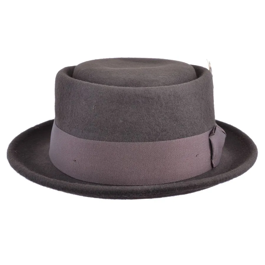 Wool Felt Crushable Pork Pie Hat - Brown