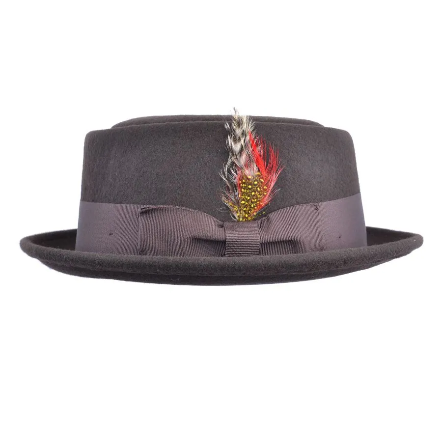 Wool Felt Crushable Pork Pie Hat - Brown